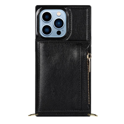 Genuíno luxuoso à prova de choque da carteira de couro sem emenda da caixa do plutônio Iphone