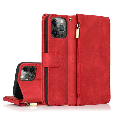 Estilo moderno genuíno luxuoso do caso de couro de Iphone da caixa do telefone da carteira