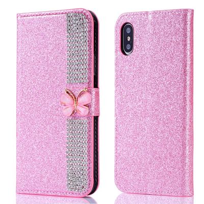 Flash Powder Electroplated Diamond Inlay Phone Case Para Iphone Xr Xs 11 12 13 14 Pro Max Celular Cover