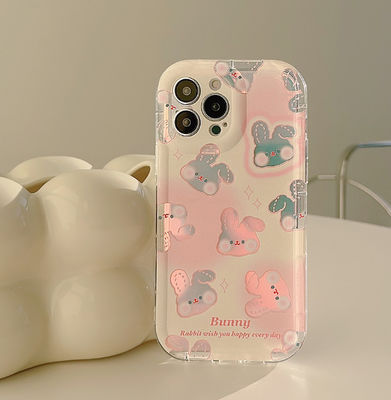 Casca de telefone resistente a choques Slim Pink Rabbit Iphone 15 Apple Phone Case