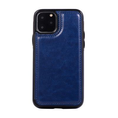 Tampa inofensiva do iPhone 11 da caixa de couro à prova de choque da carteira do telefone celular do plutônio
