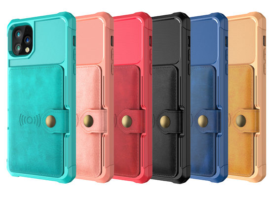 Da caixa de couro da carteira do telefone do OEM titular do cartão à prova de choque de Magsafing para Iphone 14