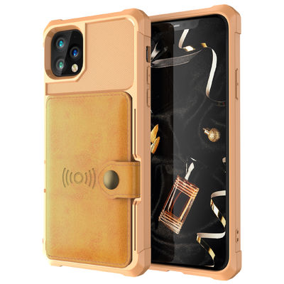 Da caixa de couro da carteira do telefone do OEM titular do cartão à prova de choque de Magsafing para Iphone 14