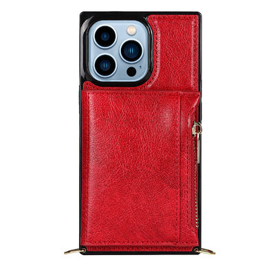 Genuíno luxuoso à prova de choque da carteira de couro sem emenda da caixa do plutônio Iphone