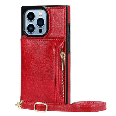 Genuíno luxuoso à prova de choque da carteira de couro sem emenda da caixa do plutônio Iphone