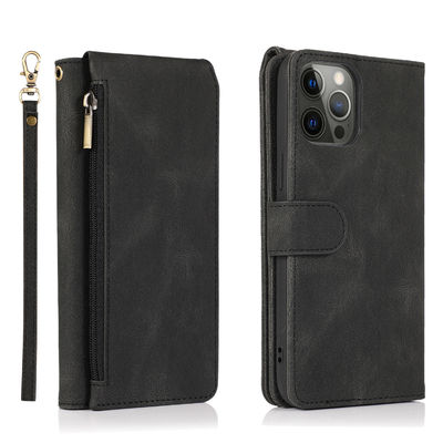 Estilo moderno genuíno luxuoso do caso de couro de Iphone da caixa do telefone da carteira