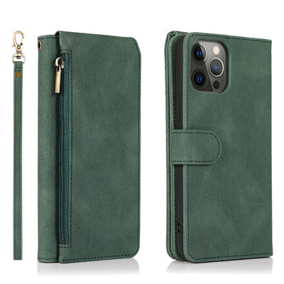 Estilo moderno genuíno luxuoso do caso de couro de Iphone da caixa do telefone da carteira