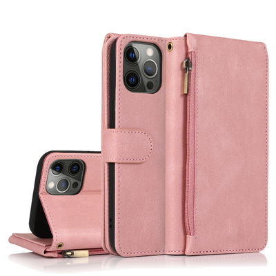 Estilo moderno genuíno luxuoso do caso de couro de Iphone da caixa do telefone da carteira