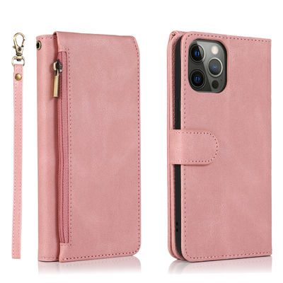 Estilo moderno genuíno luxuoso do caso de couro de Iphone da caixa do telefone da carteira