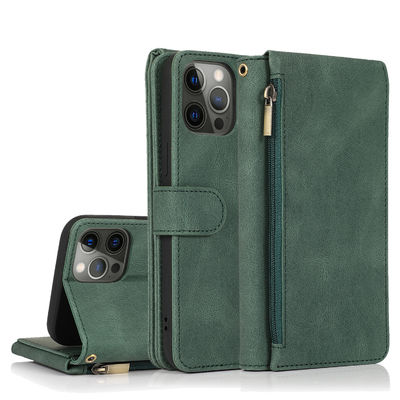 Estilo moderno genuíno luxuoso do caso de couro de Iphone da caixa do telefone da carteira