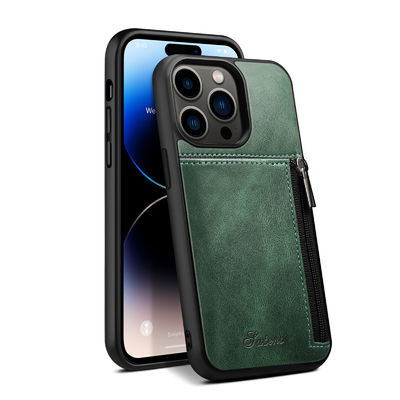 Caixa luxuosa de couro genuína da carteira de Iphone das caixas do telefone moderna