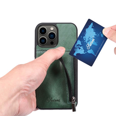 Caixa luxuosa de couro genuína da carteira de Iphone das caixas do telefone moderna
