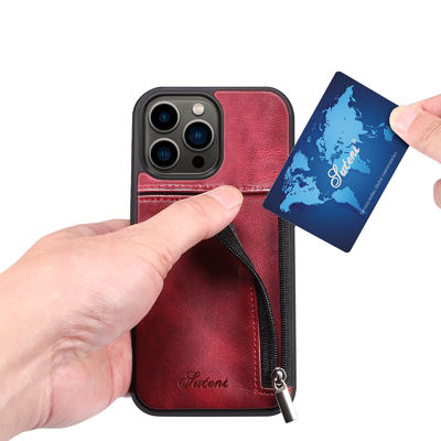 Caixa luxuosa de couro genuína da carteira de Iphone das caixas do telefone moderna