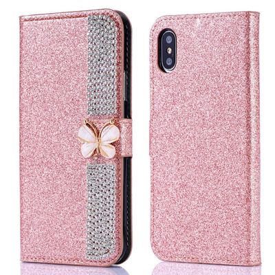 Flash Powder Electroplated Diamond Inlay Phone Case Para Iphone Xr Xs 11 12 13 14 Pro Max Celular Cover