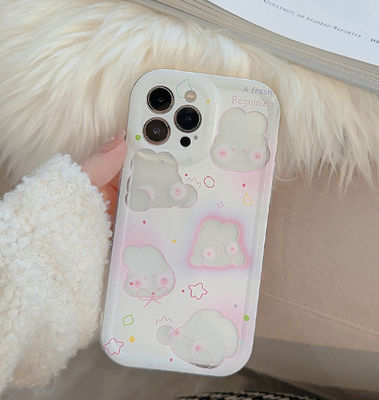Casca de telefone resistente a choques Slim Pink Rabbit Iphone 15 Apple Phone Case