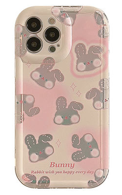 Casca de telefone resistente a choques Slim Pink Rabbit Iphone 15 Apple Phone Case